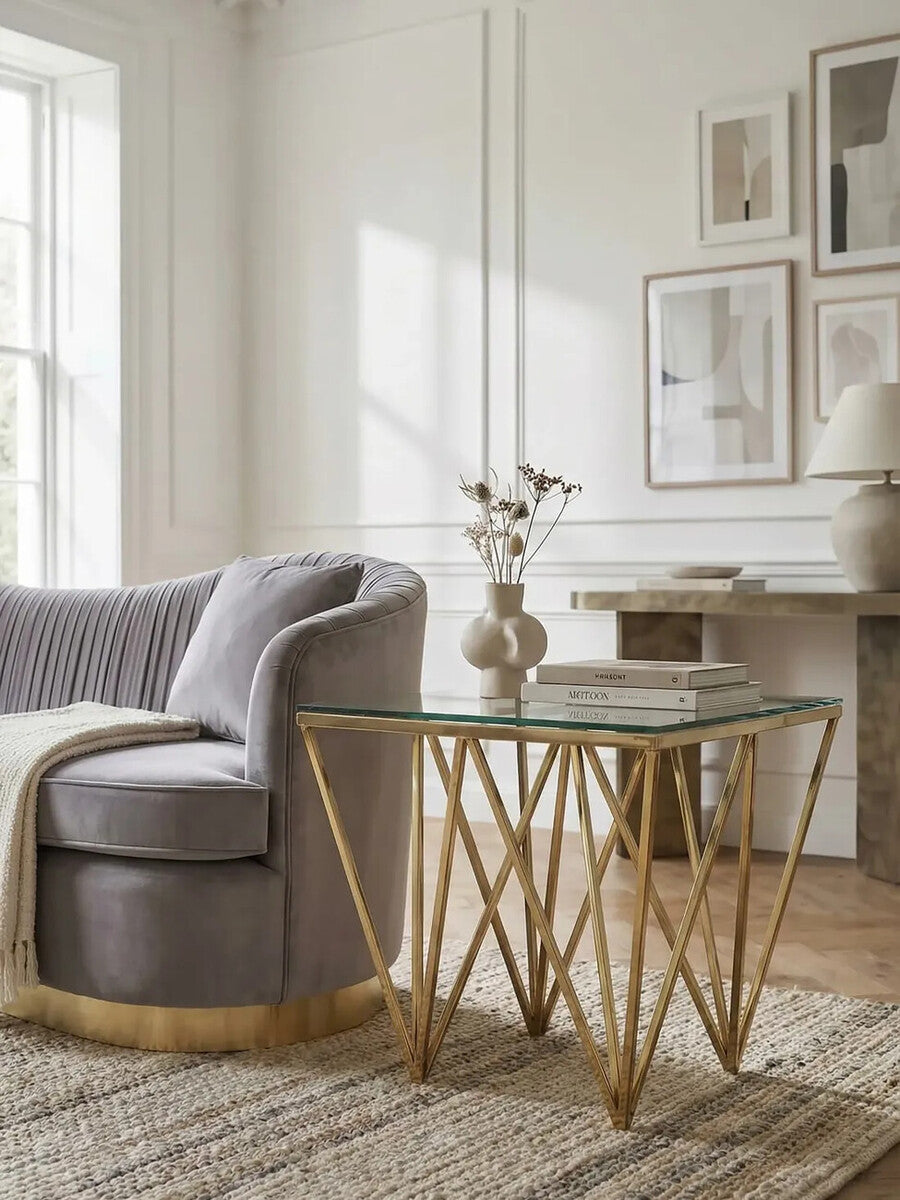 Aurora Glass and Gold Side Table