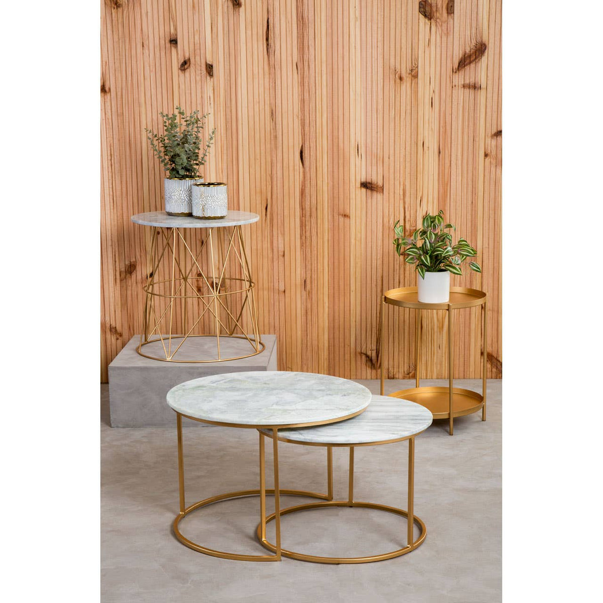 Whitby White Marble Round Side Table