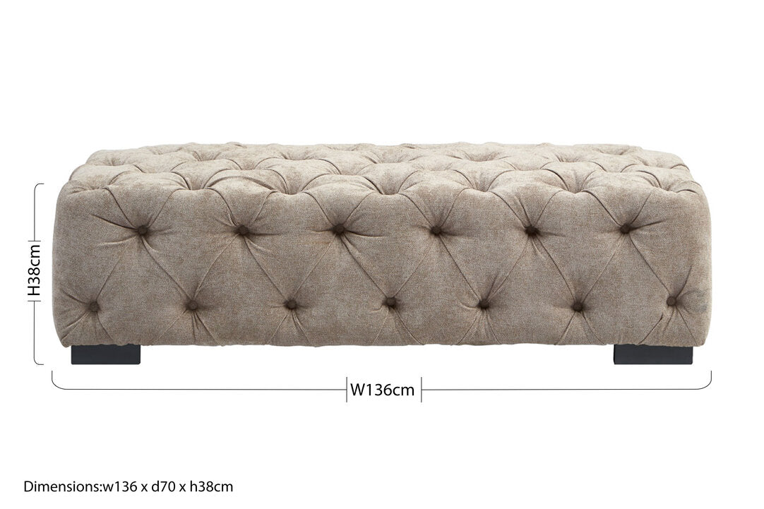 Kensington Natural Fabric Tufted Stool