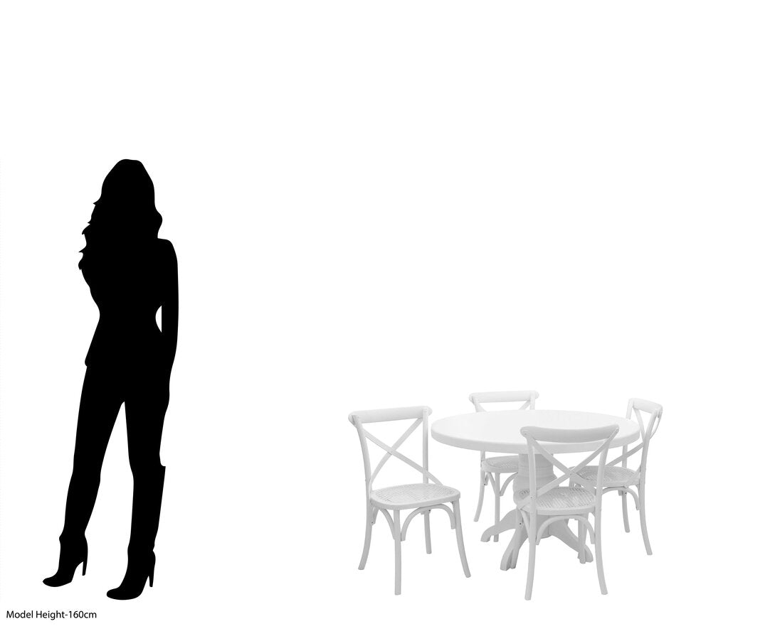 Chelsea White Wash Round Dining Table with 4 Chairs Set