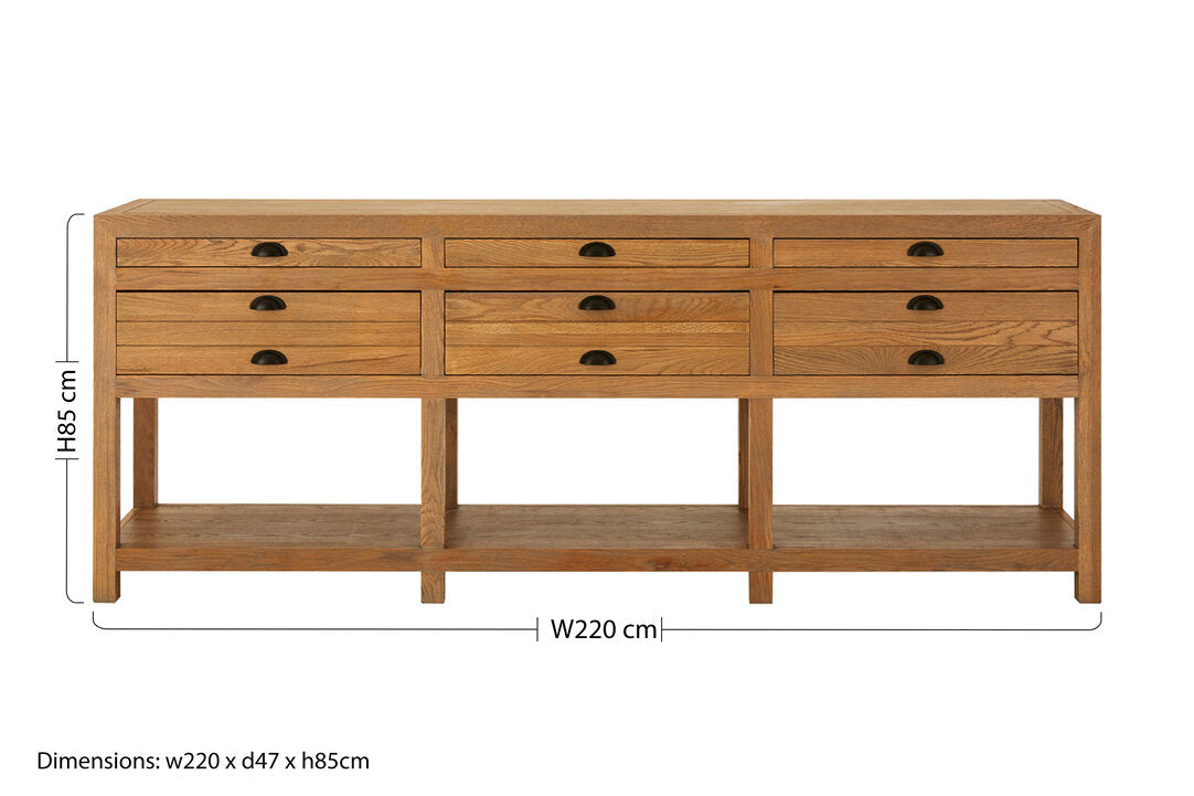 Cannes Washed Grey Oak Wood Console Table with Drawers