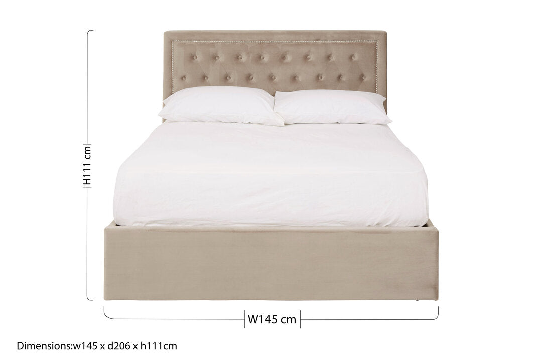 Brighton Mink Velvet Ottoman Double Bed