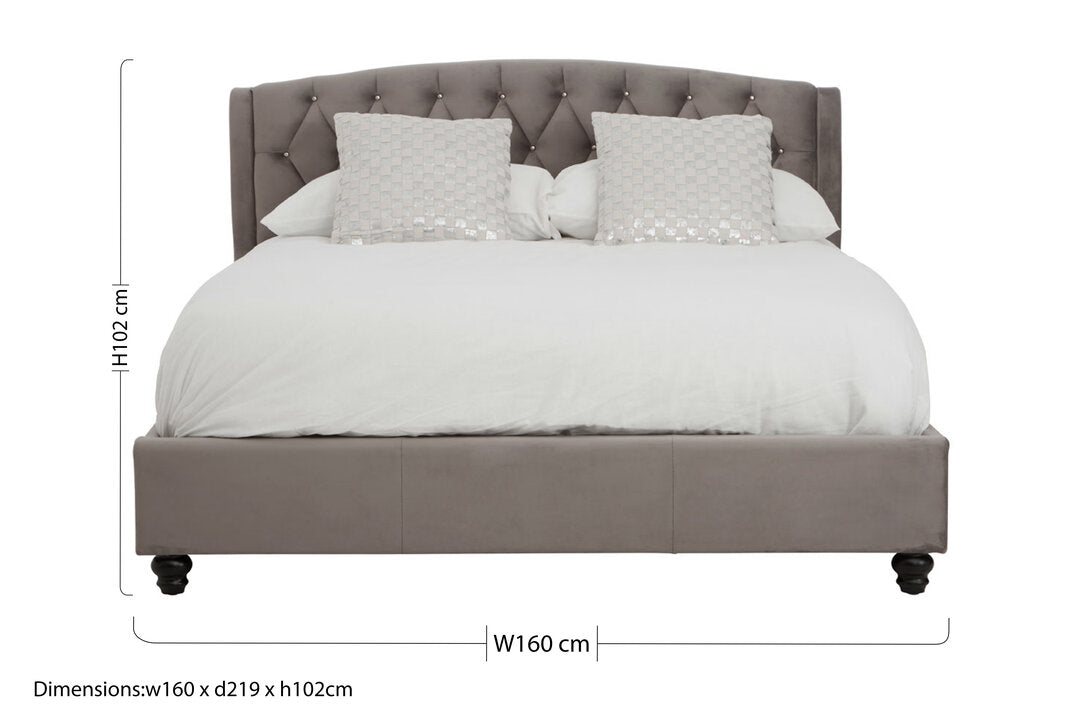 Lincoln Grey Velvet King Bed