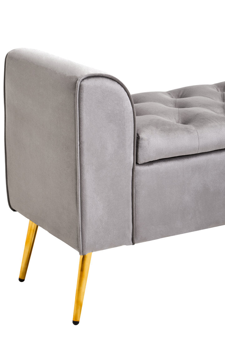Regent Grey Velvet Ottoman Storage Bench