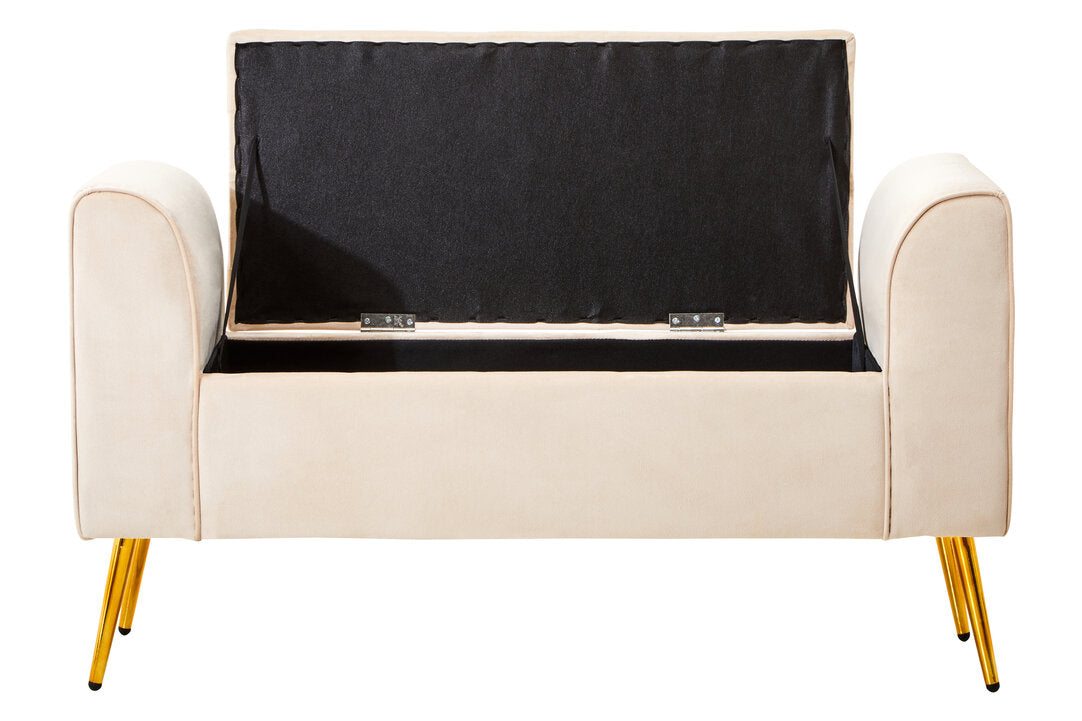 Regent Stone Velvet Ottoman Storage Bench