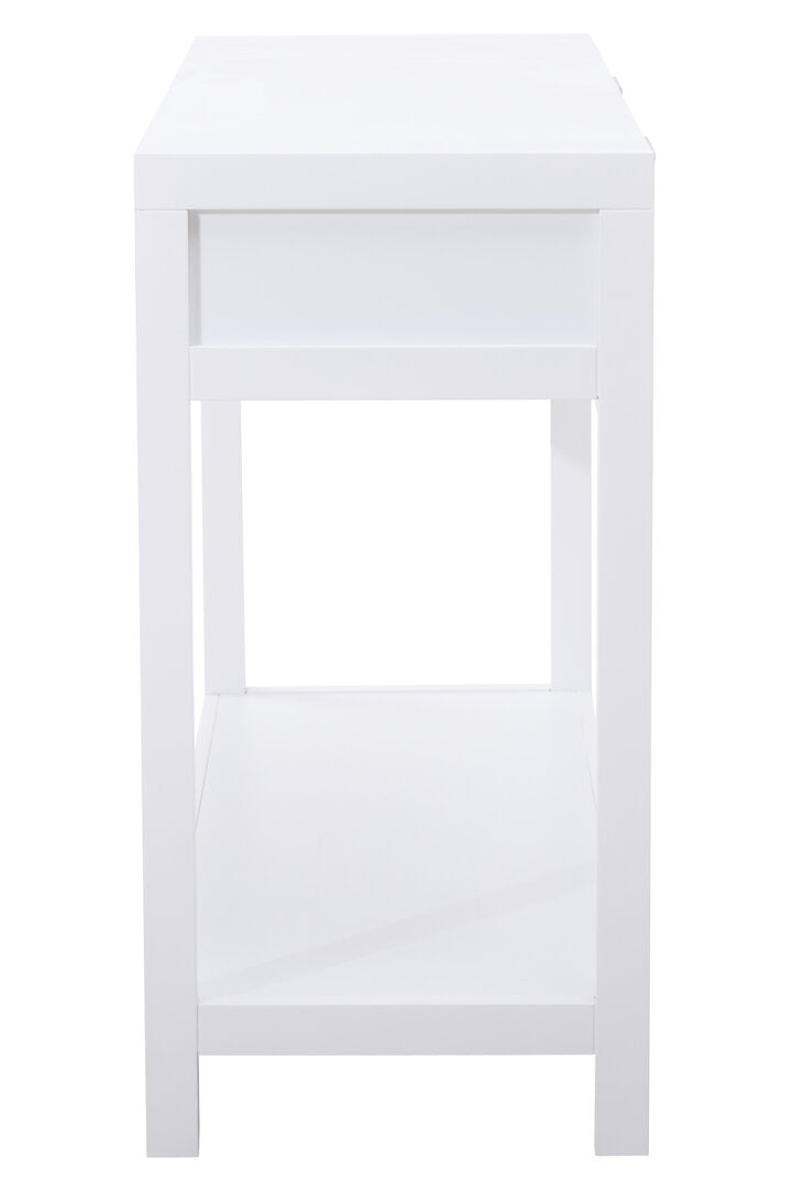 Como White Wood and Rattan Two Drawer Console Table