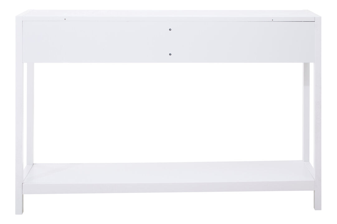 Como White Wood and Rattan Two Drawer Console Table