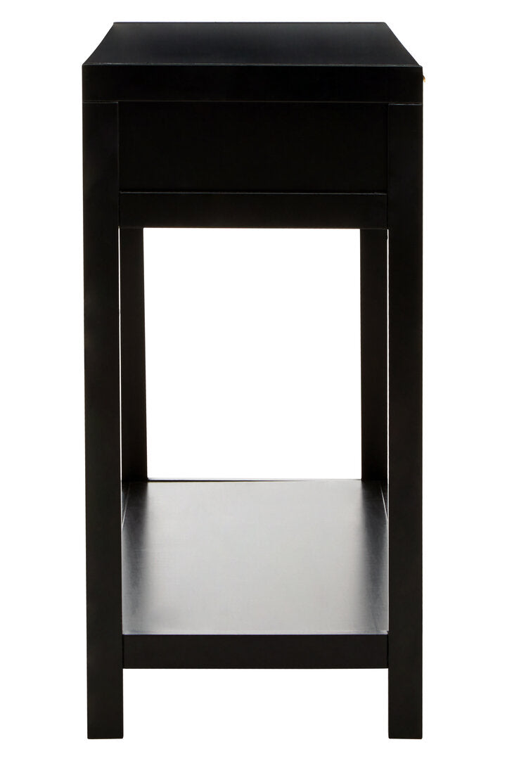 Como Wood and Rattan Two Drawer Console Table Black