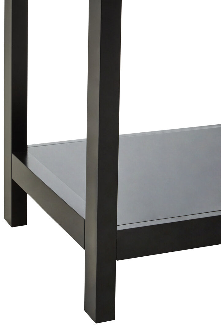 Como Black Wood and Rattan Two Drawer Console Table