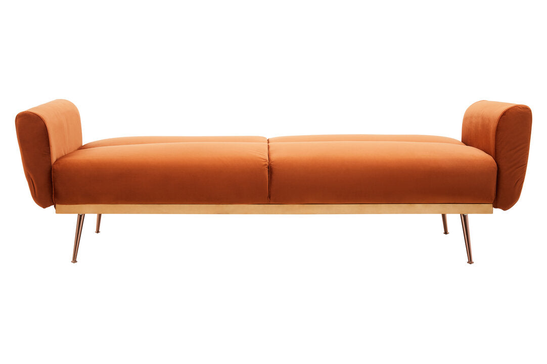 York Burnt Orange Velvet Sofa Bed
