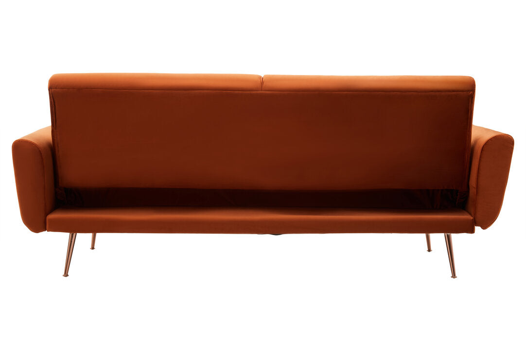 York Burnt Orange Velvet Sofa Bed
