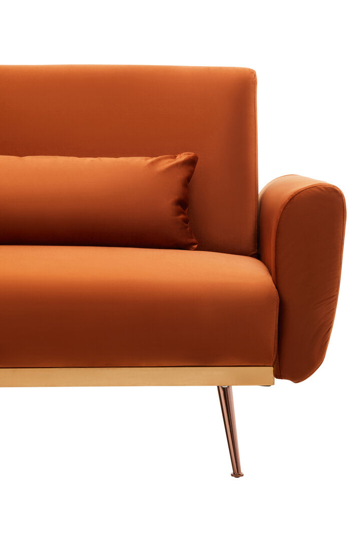 York Burnt Orange Velvet Sofa Bed