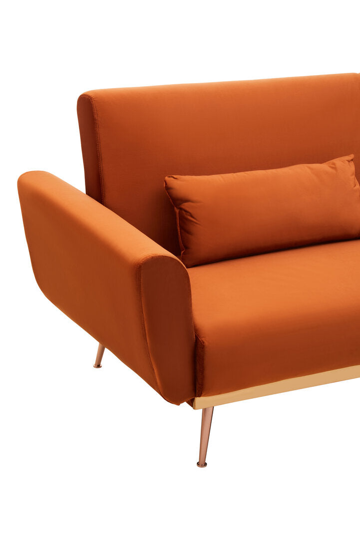 York Burnt Orange Velvet Sofa Bed