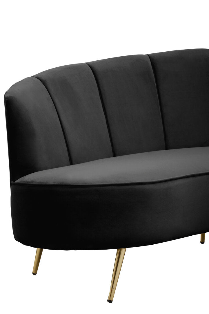 Savannah Three Seat Black Velvet Sofa