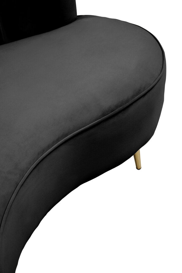 Savannah Three Seat Black Velvet Sofa