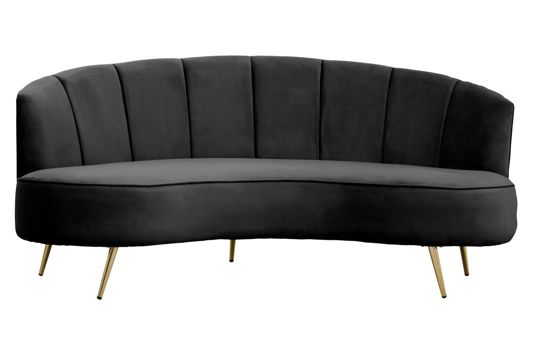 Savannah Three Seat Black Velvet Sofa