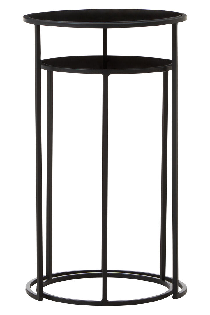 Notting Set Of Two Round Black Plant Stands