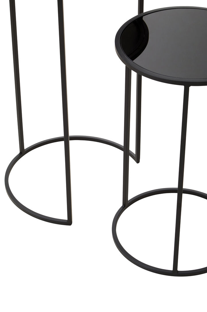 Notting Set Of Two Round Black Plant Stands