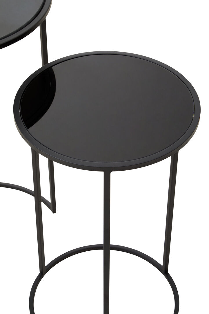 Notting Set Of Two Round Black Plant Stands