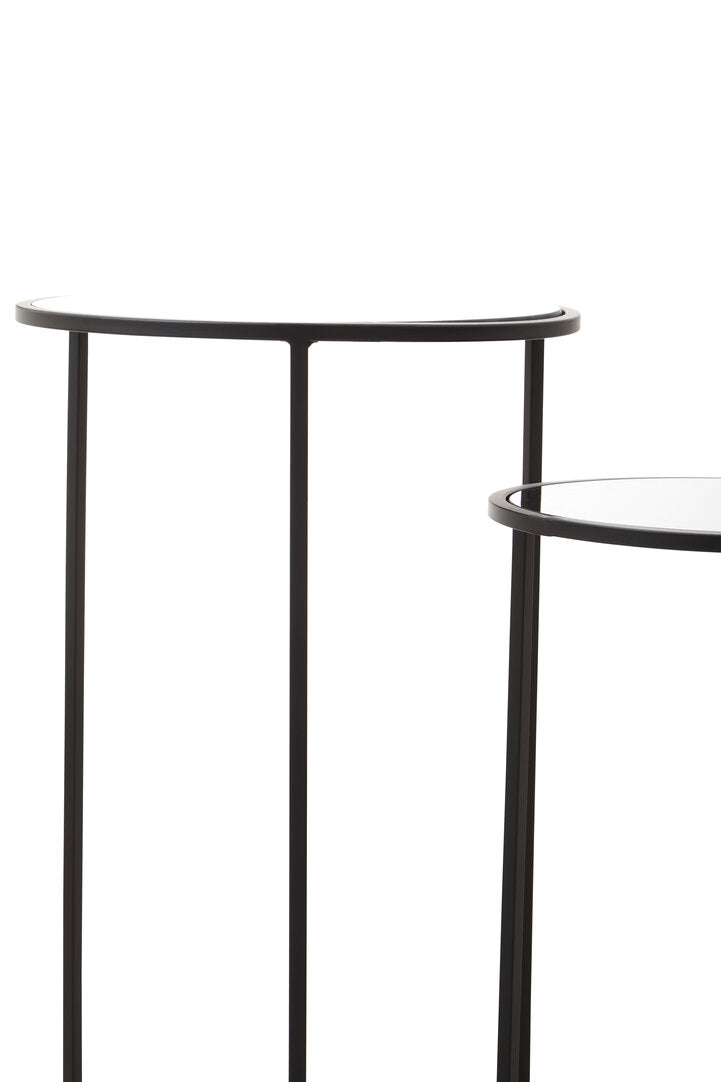 Notting Set Of Two Round Black Plant Stands
