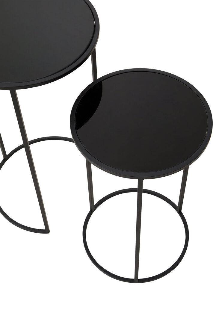 Notting Set Of Two Round Black Plant Stands