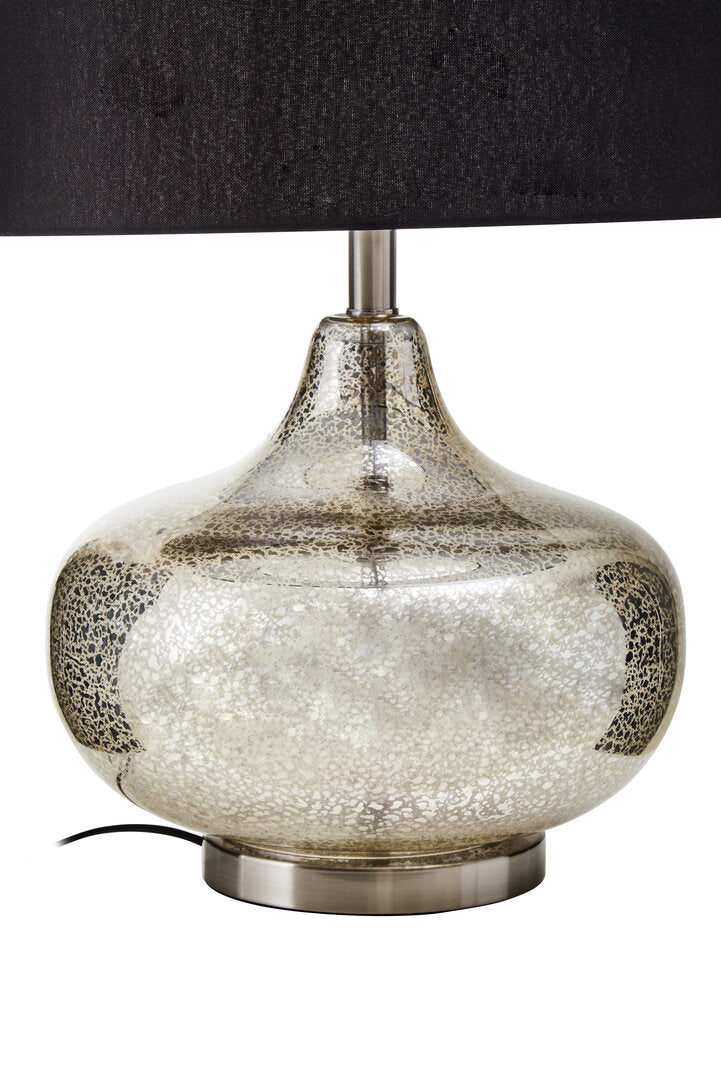 Turin Silver Glass with Black Shade Table Lamp