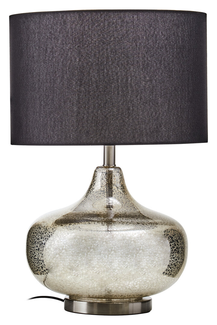 Turin Silver Glass with Black Shade Table Lamp