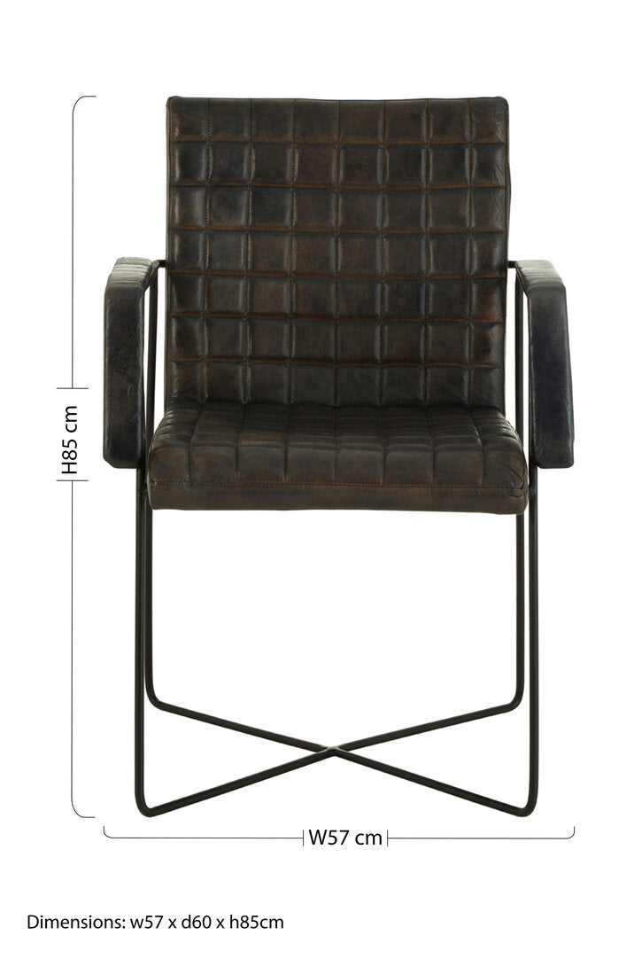 Verona Iron And Grey Leather Weave Chair