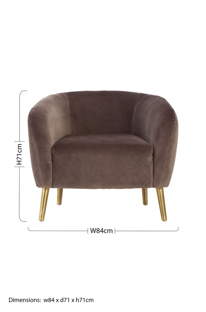 Como Grey Velvet Round Armchair