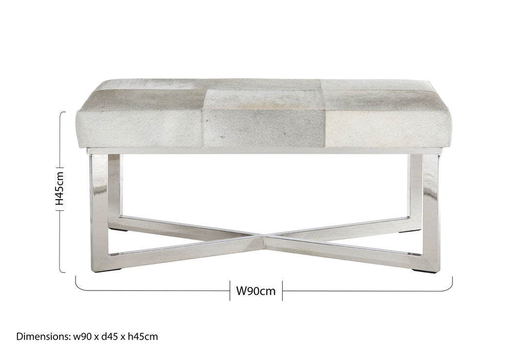 Vienna Townhouse Grey Leather Bench