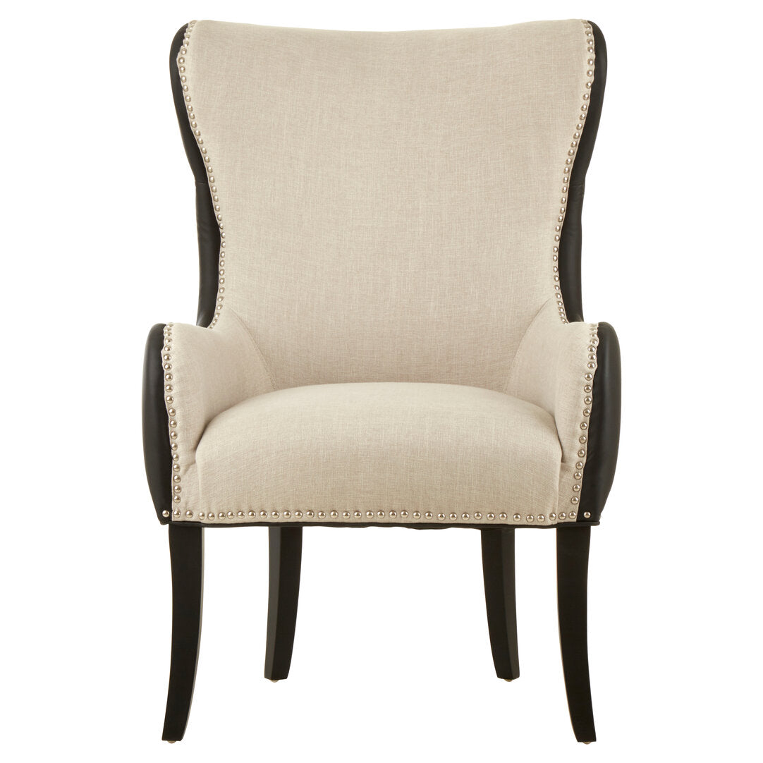 Lisbon Natural Fabric Chair with Black Leather Effect Back