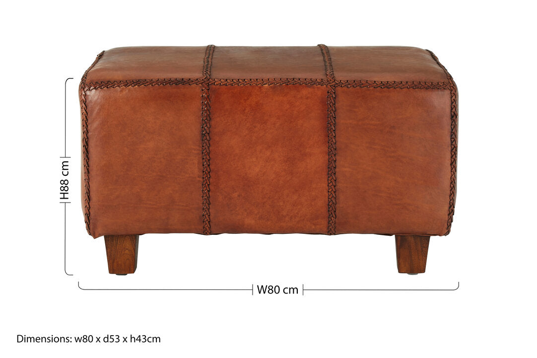 Carlton Leather Bench With Teak Wood Legs