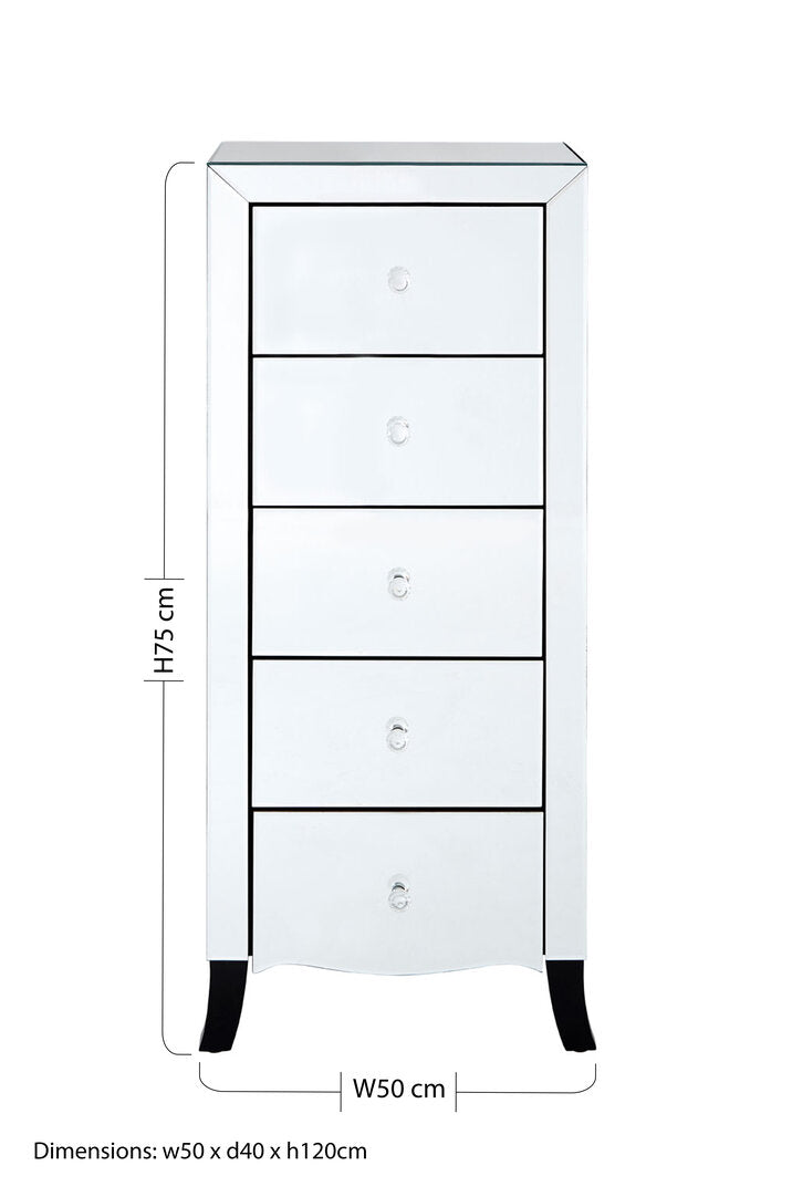 Oxford Chest of 5 Drawer With Mirror Frame