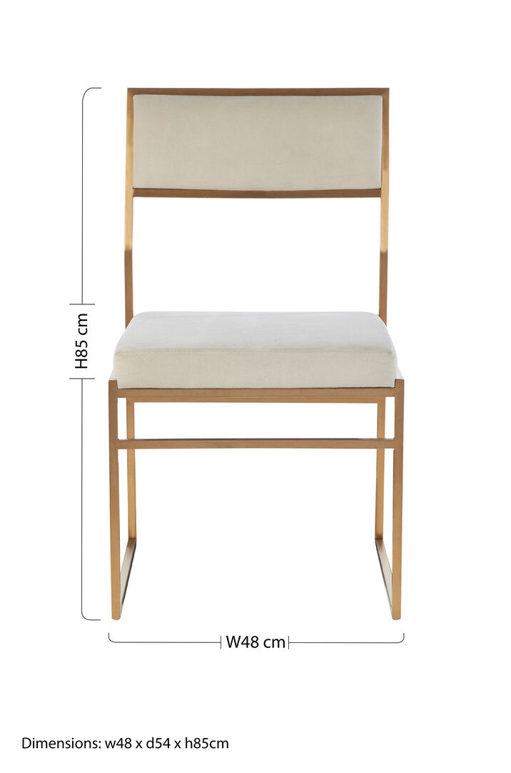 Turin Milky White Velvet Dining Chair