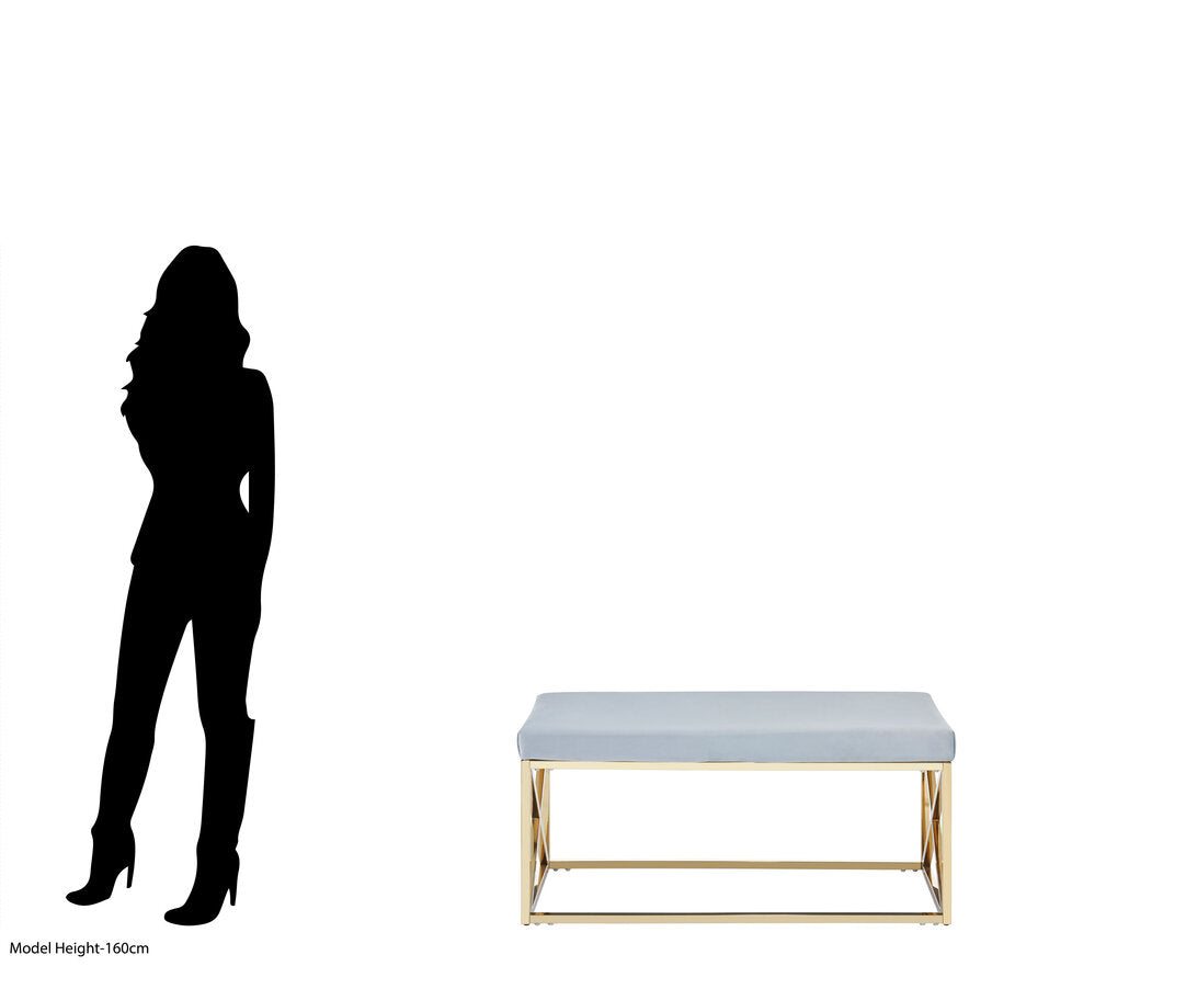 Aurora Powder Blue Velvet And Gold Bench