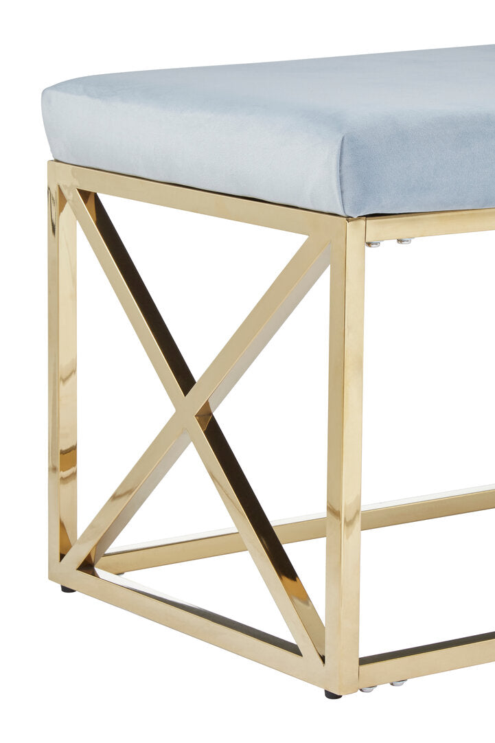 Aurora Powder Blue Velvet And Gold Bench