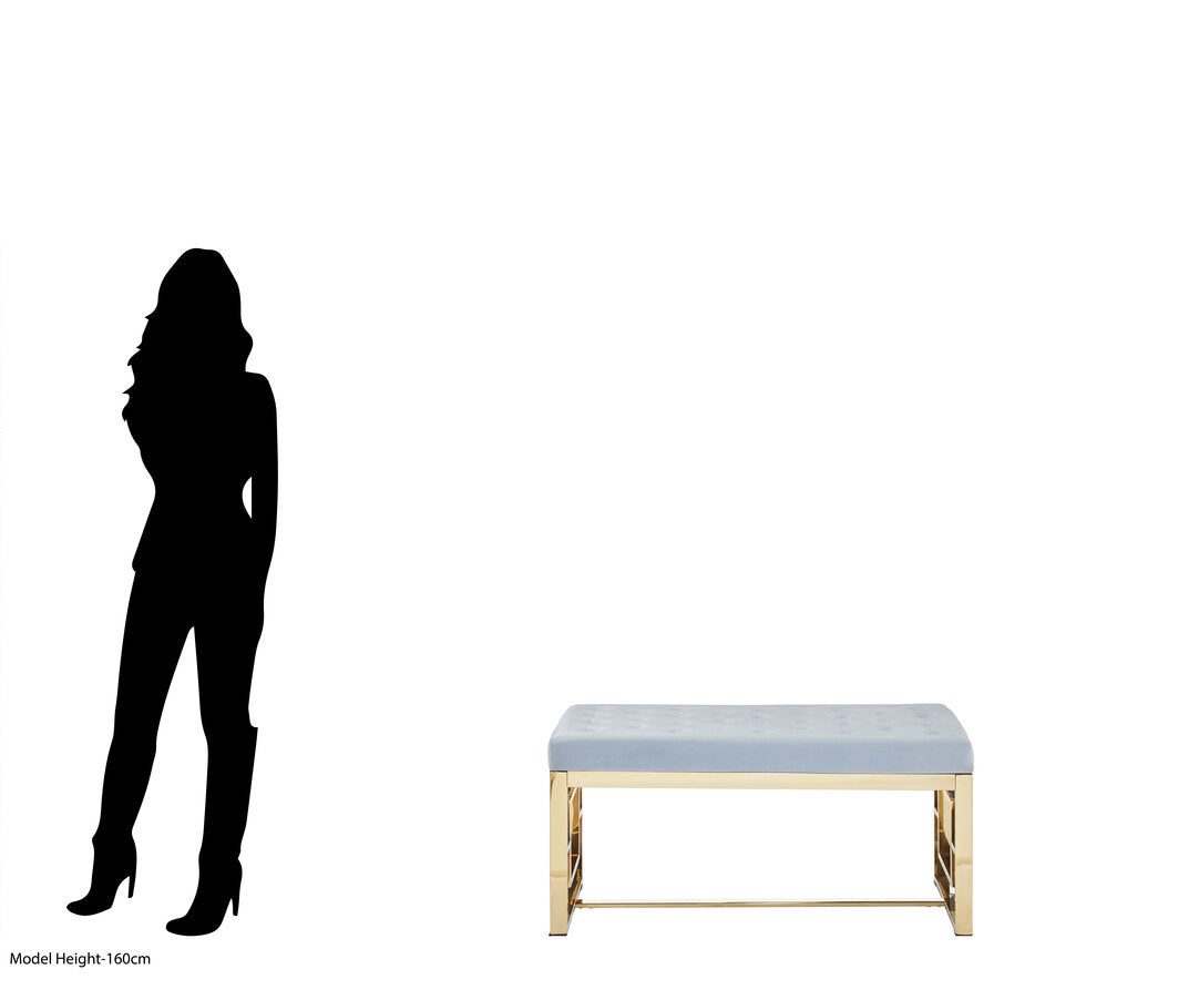 Aurora Powder Grey Tufted Bench