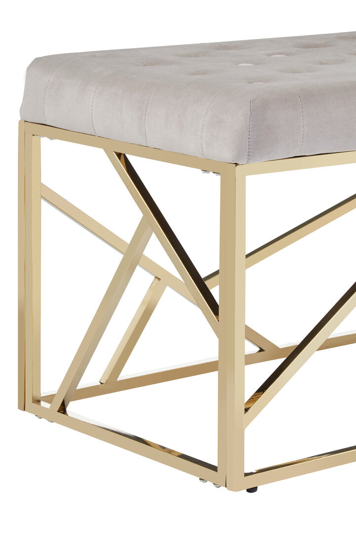 Aurora Mink Velvet Bench with Gold Finish Frame