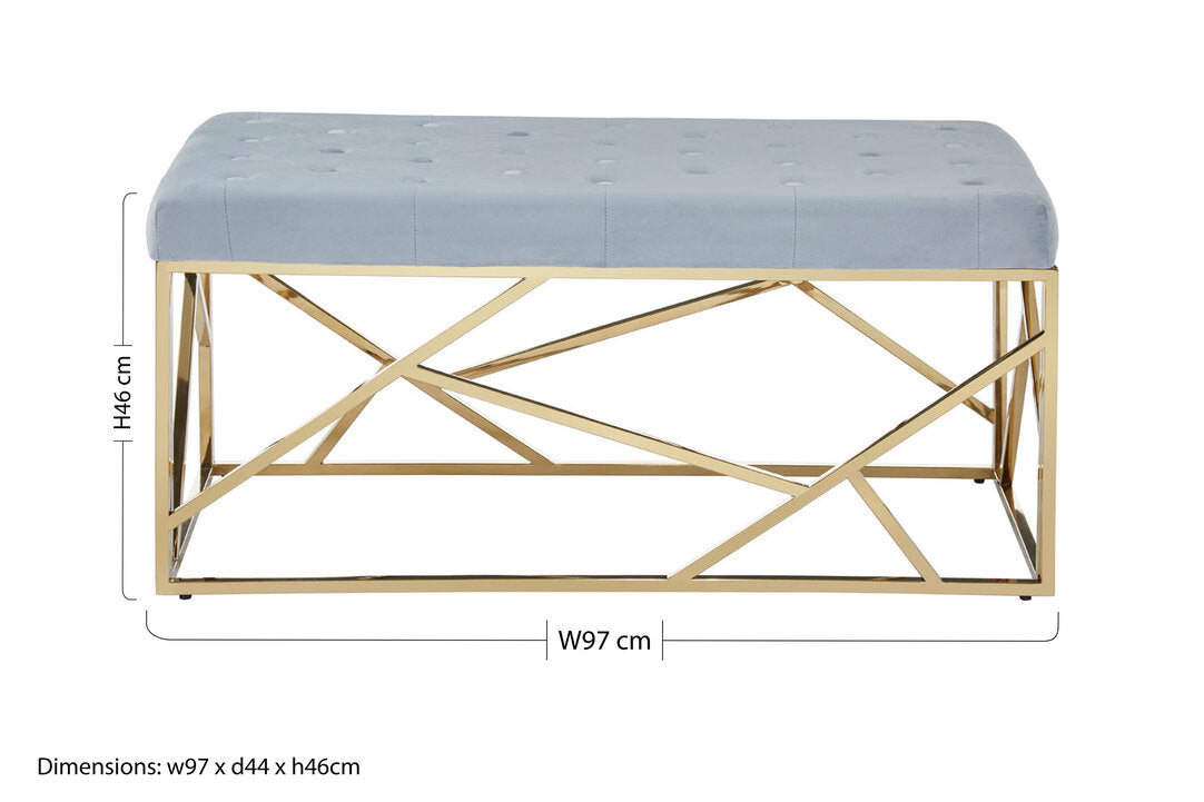 Aurora Gold And Powder Blue Velvet Bench