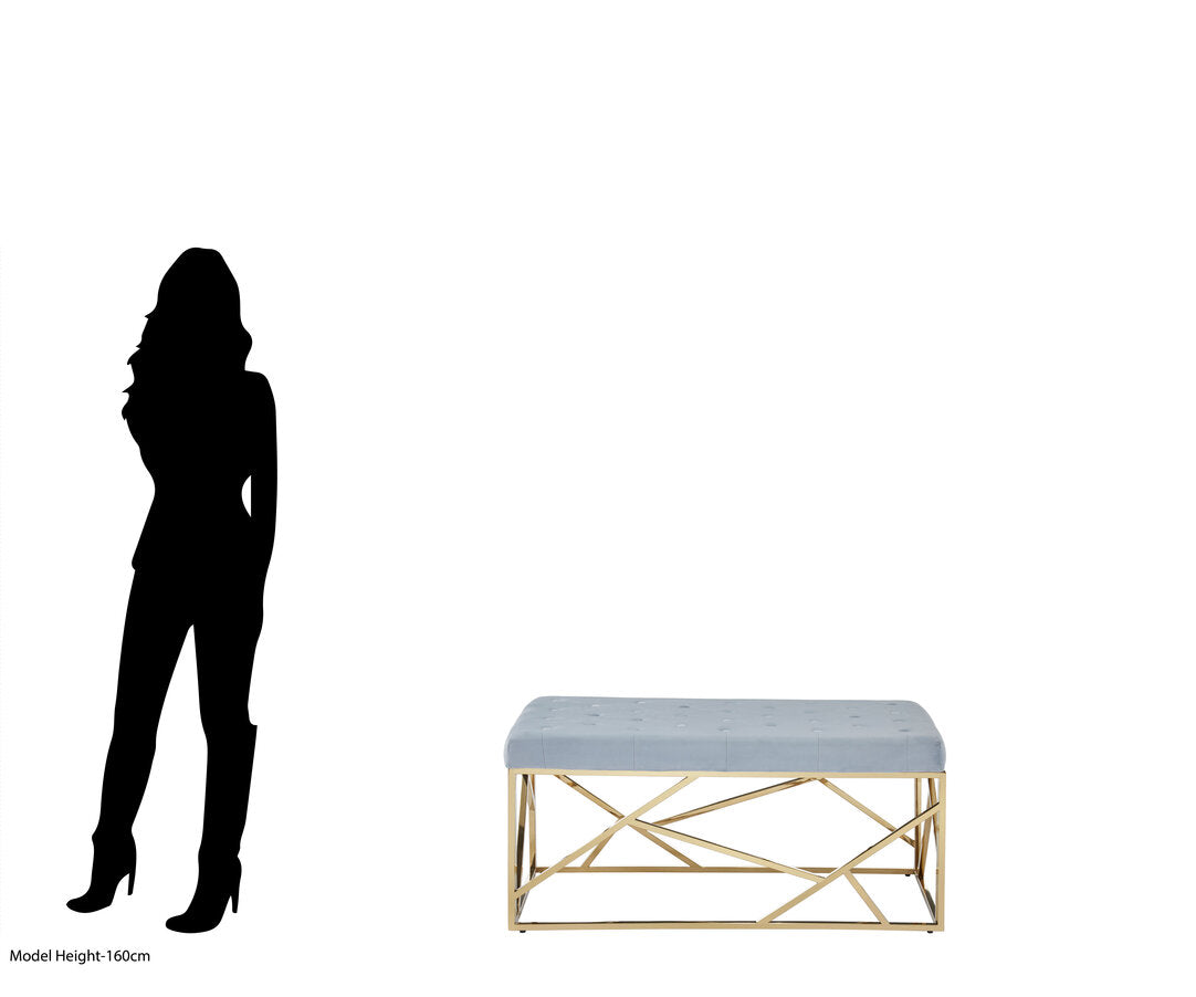 Aurora Gold And Powder Blue Velvet Bench
