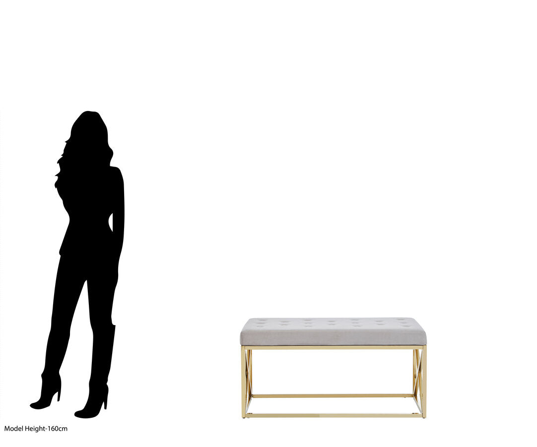 Aurora Mink Velvet Gold Finish Bench