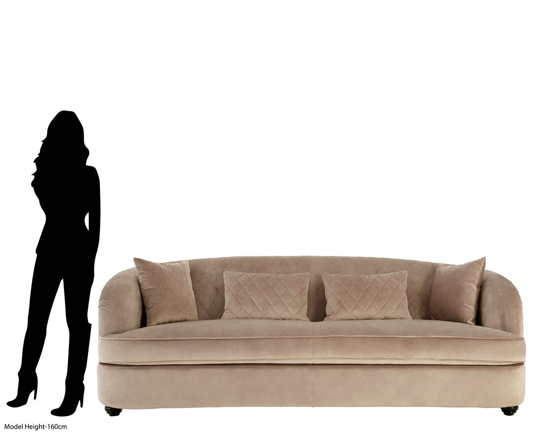 Whitby Three Seat Grey Cotton Velvet Sofa