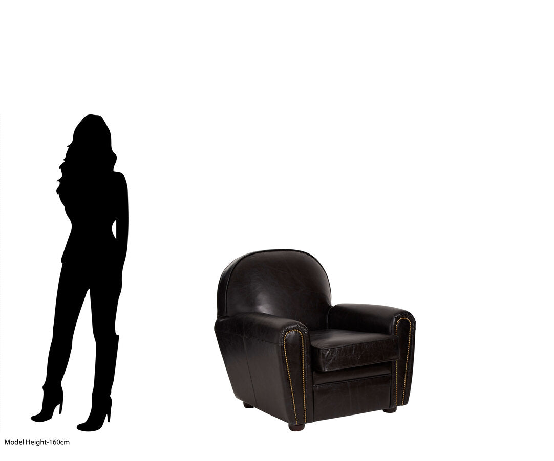 Verona Black Leather Classic Armchair