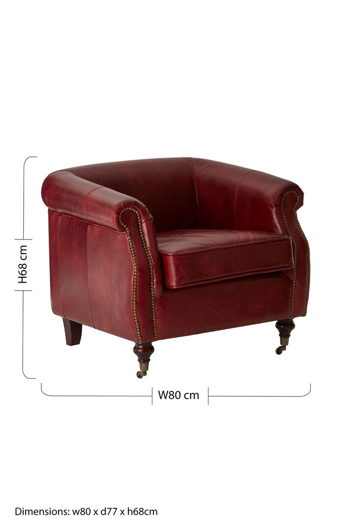 Verona Deep Red Leather Armchair