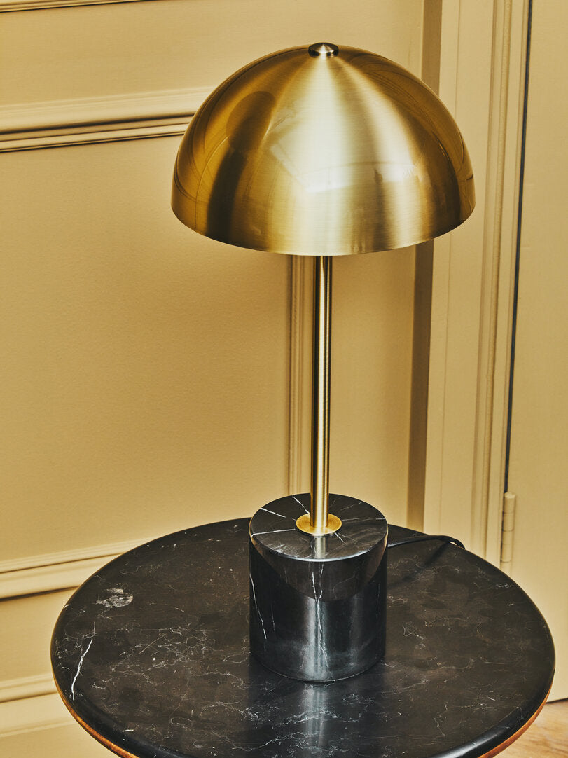 Notting Brushed Brass Table Lamp with Black Marble Base