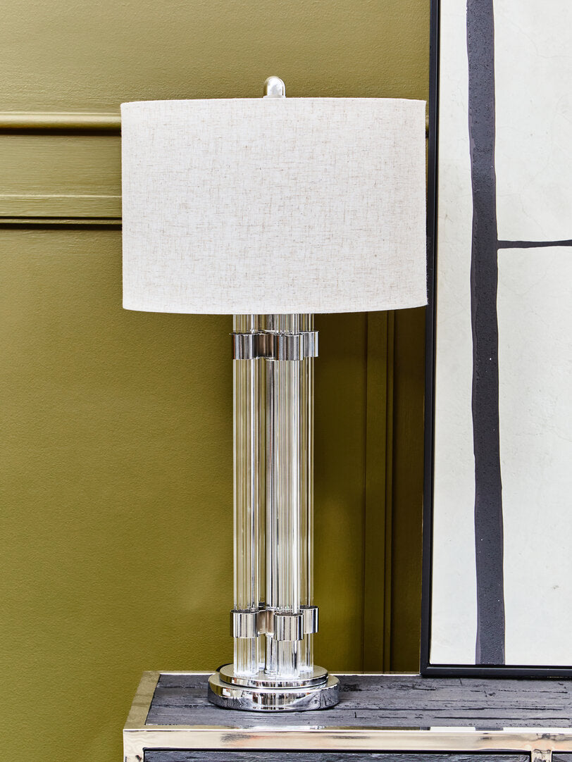 Lincoln Matte Silver and Ivory Table Lamp