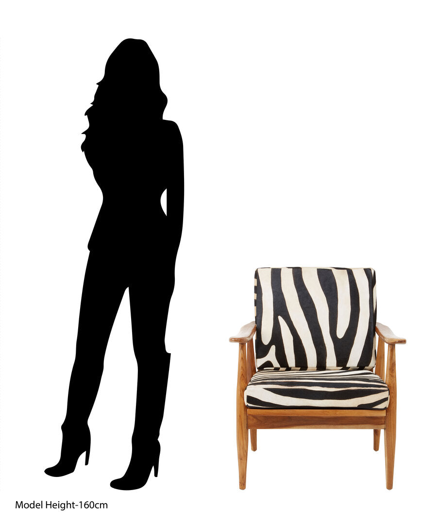 Seville Leather Zebra Pattern And Teak Chair