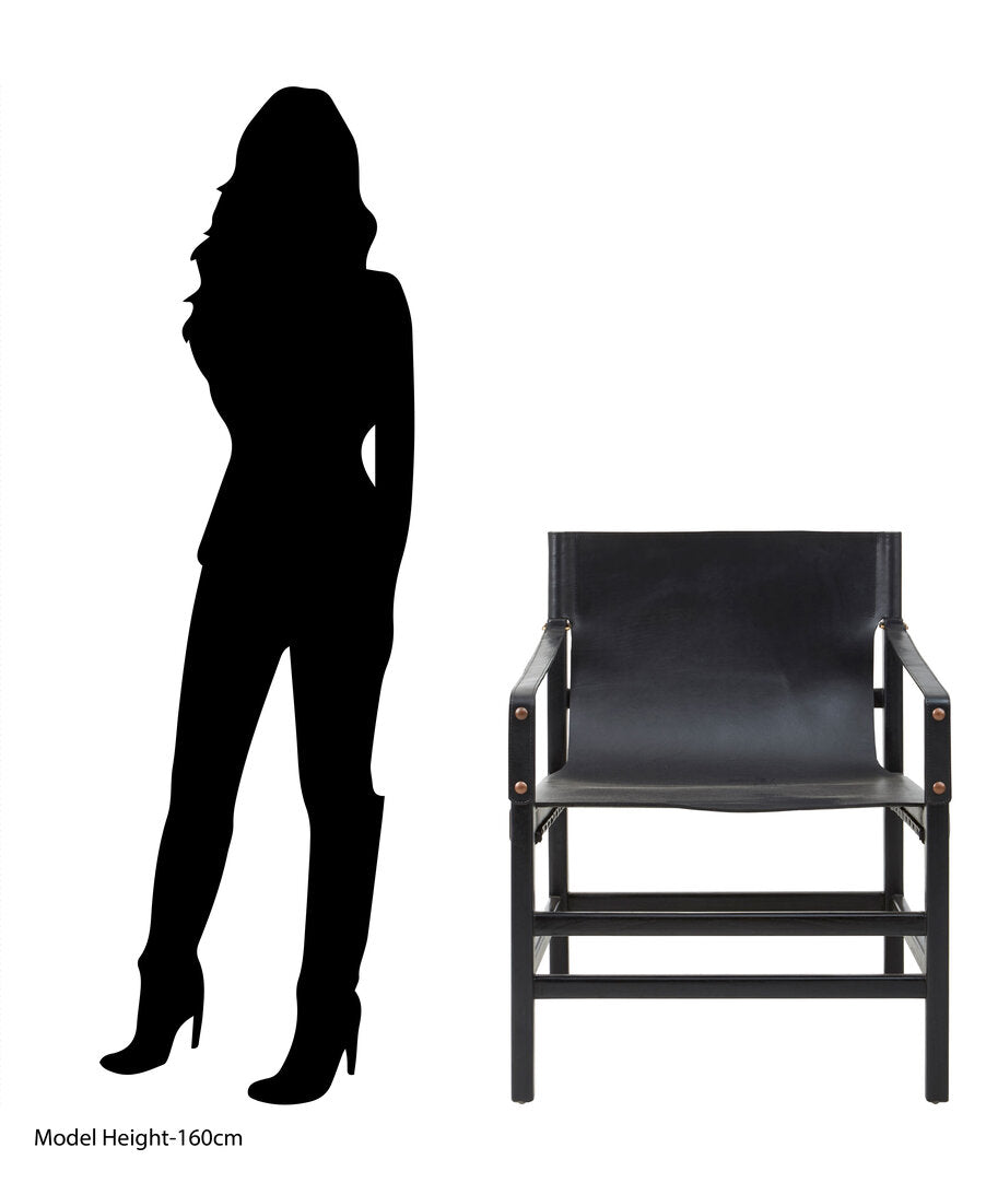 Seville Black Teak Wood Frame Armchair