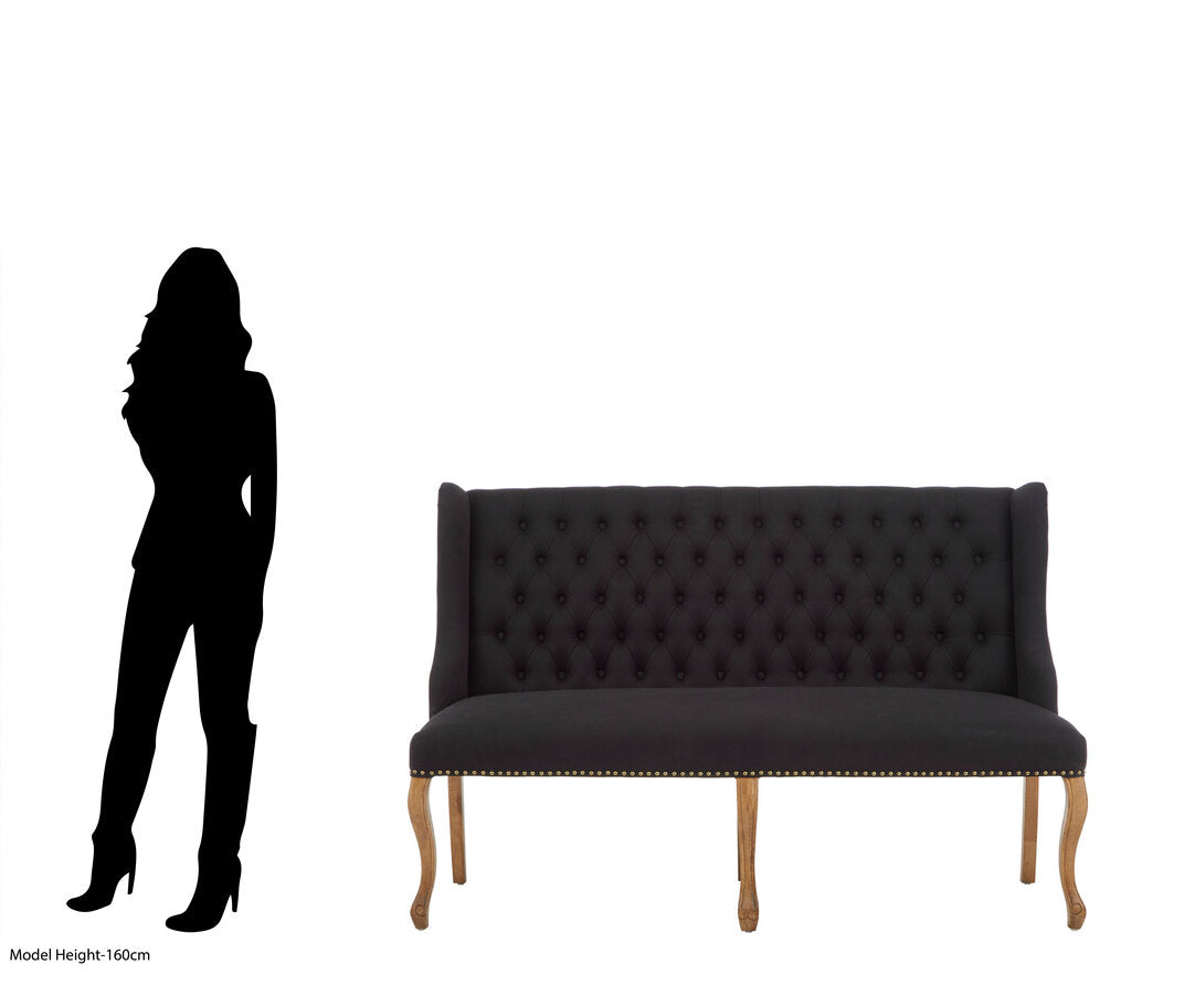 Aurora Black 2 Seat Bench Sofa