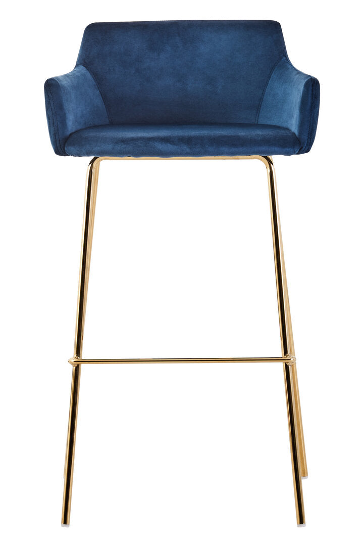 Devon Velvet Low Back Bar Chair Blue